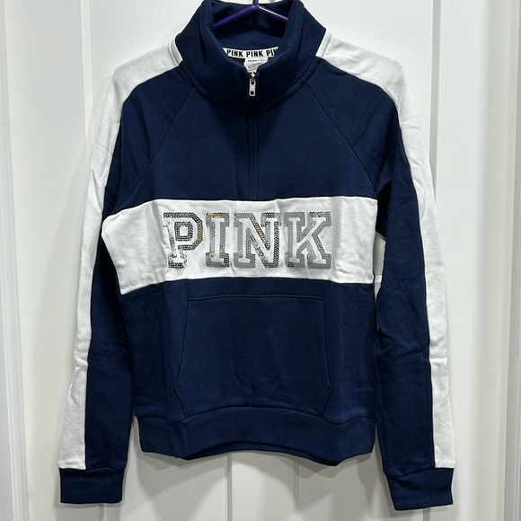 PINK Victoria’s Secret Quarter-zip Sweatshirt Size Large - Picture 1 of 6